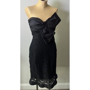 VTG 80s 90s Nicole Batki Strapless Lace Mini Dress Formal Party Grunge Goth MED